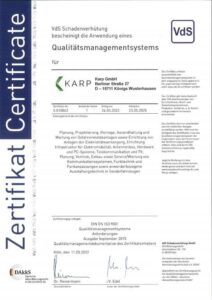 Karp GmbH Zertifikat Qualitäts-Management 9001