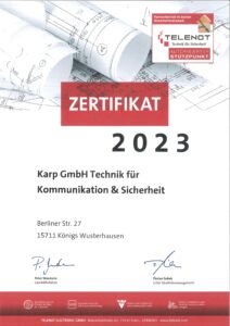 Karp GmbH Zertifikat Telenot